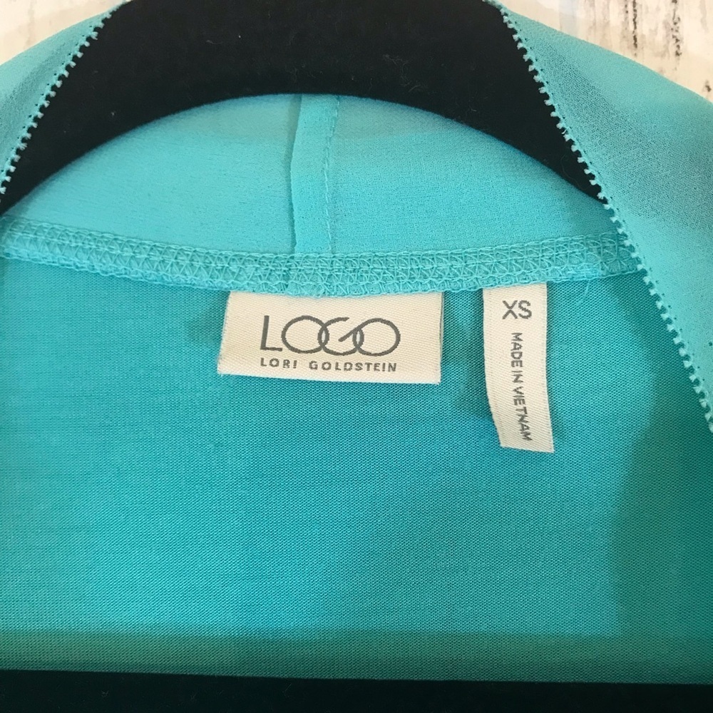 LOGO Lori Goldstein V-neck Vest with Chiffon Trim in Seaglass - Picture 11 of 15